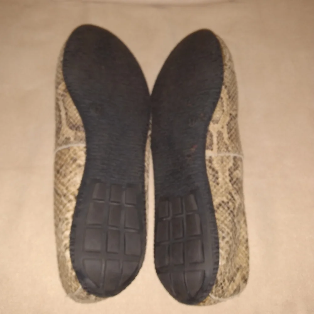 KOKUA Tan Leather Snake Skin print size 37 Ballet Flats